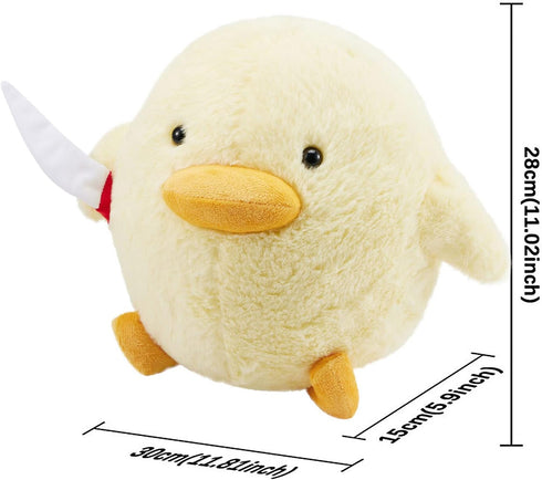 Cute Duck Plush with Knife, Duckling Stuffed Animal Toy, 11.8 inch Throw Pillow Gift for Boys, Girls, Adults