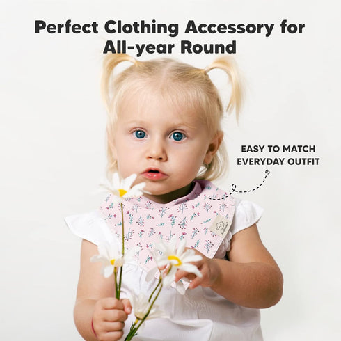 10-Pack Organic Baby Bandana Bibs, Super Absorbent Cotton for Boys, Girls, Teething Bibs, Infant, Toddler (Tea Party)