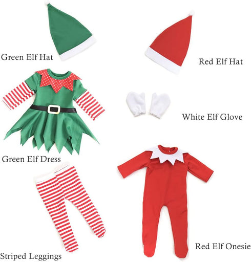 18 inch Christmas Doll Clothes - Santa's Little Helper Elf Costume for 18 inch Doll - Dolls Not Included