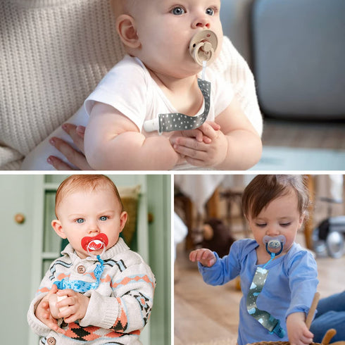4 Pack Dummy Pacifier Holder Clips for Boys, Clips Boys with Adapters, Silicone Binky Clips for Baby Teething Toys Baby