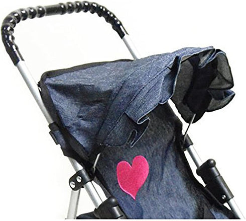 Denim Baby Doll Stroller with Hood and Basket