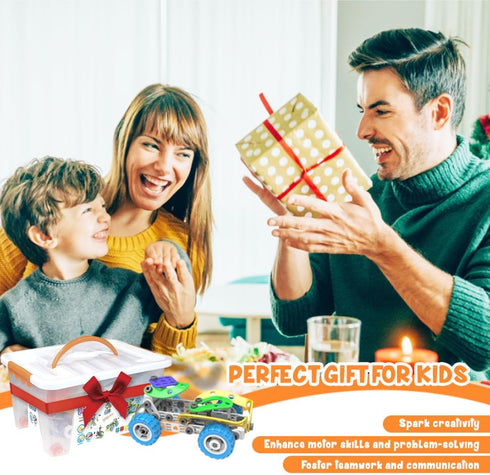 107Pcs Motorized Erector Sets for Kids Ages 4-8 - STEM Building Toys for Boys and Girls, Educational Gift