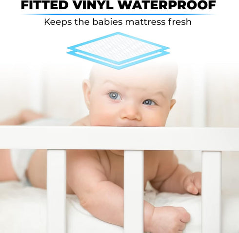Bistras 28" 52", Deluxe Waterproof Zippered Crib Mattress Cover, x Standard Size, Vinyl, Keeps Mattress Fresh & Clean