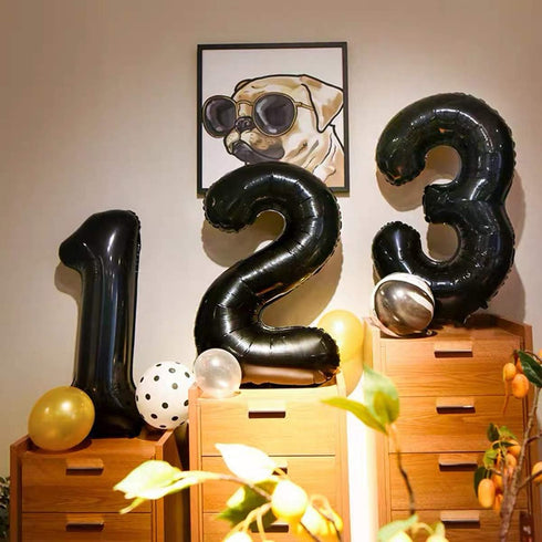 Jonhamwelbor 13 Number Balloons, Black Jumbo Foil Mylar Helium Balloons for 13th 31st Birthday Party Decorations