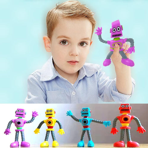 Flexible Bendable Figures Robot Set of 4 Twisted Deformed Doll Decompression Toy for Boys Girls Cool Stuff Cute Things Funny Gift