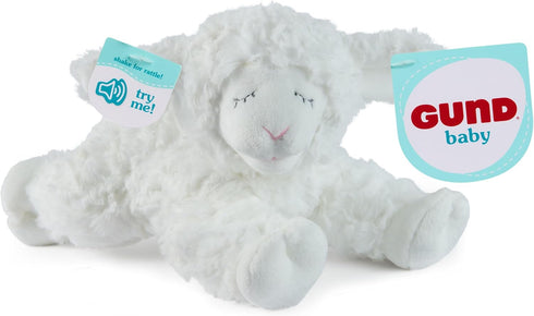 GUND Baby Sustainable Lamb Rattle, Plush Winky Lamb Stuffed Animal, 100% Recycled Materials, 7” Sensory Toy for Babies
