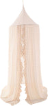 Wonder Space Elegant Kids Bed Canopy - Lace Chiffon Netting with Pom