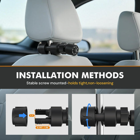 Itomoro 1080P 4.3'' 150 360 HD Baby Car Camera with Unique Adjustable Mount, Rear-Facing Infant Monitor - Night Vision