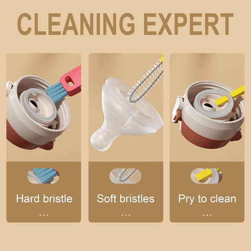 3 1 Set A3 in Multifunctional Cup Lid Cleaner - Crevice Cleaning Brush for Tight Spaces, Baby Bottles & More - Portable