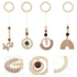 Toddmomy 4Pcs Baby Gym Wood Toys, Wooden Hanging Toy Activity Pendant for Nursery Decor