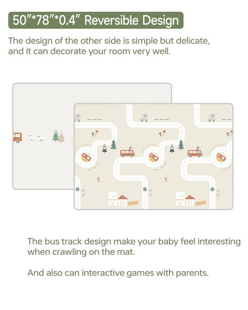 50"*78" BG-BABYGO Baby Play Mat Foldable Foam Baby Play Mat for Floor Reversible Waterproof Playmats for Babies Boy