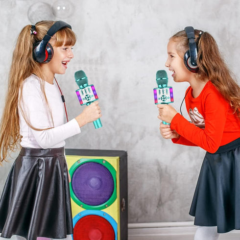 Amazmic Kids Karaoke Microphone Machine, Bluetooth Microphone with LED Light, Birthday Gift for Girls Boys 3-12 Years