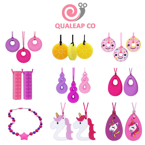 Xtra Tough Chew Necklace for Kids Girls - Chewing Necklace Teething Necklace Teether Necklace Chew Toys Teething Toys