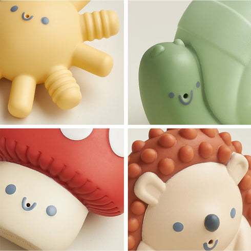 Set 4 Itzy Ritzy Water-Squirting Sensory Bath Toys Soft, Textured & Easy to Squeeze for Babies & Toddlers Characters