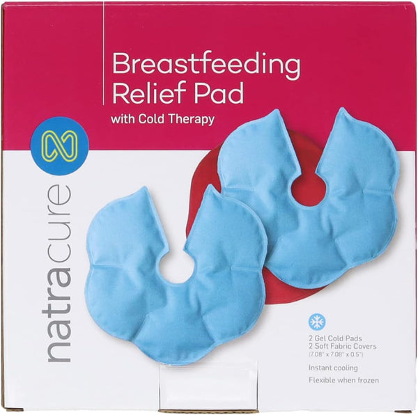 NatraCure Reusable Breast Ice Packs & Gel Cooling Pads - Nipple Ice Packs for Breastfeeding Discomfort, 2 PK