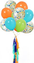 40 Pack Dinosaur Balloons, 12 Inch Orange Light Blue Fruit Green Latex with Confetti for Baby Shower Party
