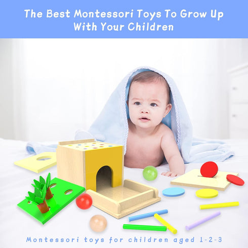 Montessori Toddler Play Kit - Montessori Box Toys for 1-2 Years Old, Learning Toys Gift with Carrot Harvest Game and