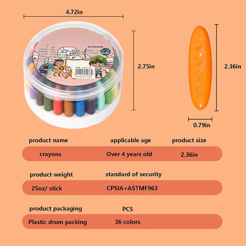 FXYRTKLCZ 36 2-4, 4-8 1-3, Peanut Crayons for Kids Colors Washable Toddler Crayon, Non-Toxic Baby Crayon for Ages