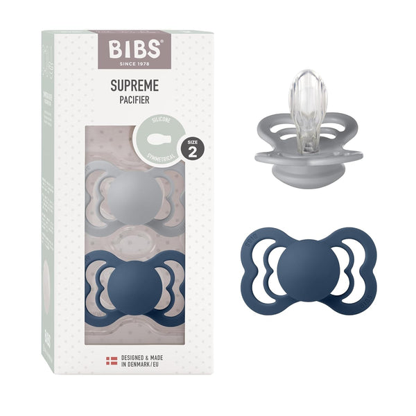 BIBS Supreme Baby Pacifier 2-Pack | Made in Denmark | BPA Free