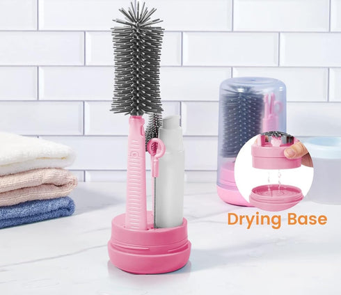 Generic Set Multi-Purpose Bottle Cleaner Brush for Travel I Baby Bottle Brush, Travel Bottle Cleaner Kit with Silicone
