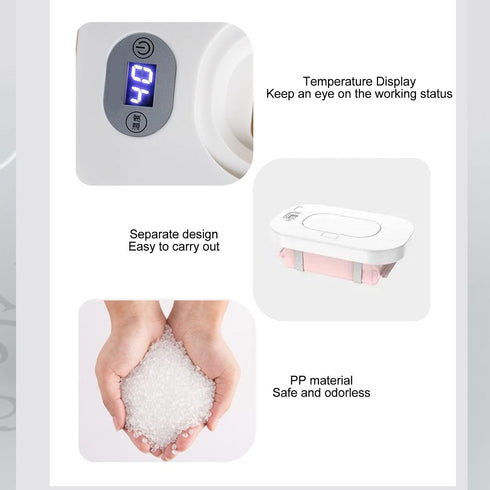 Portable Wipes Warmer with Night Light, Temperature Control, Moisturizing and Heat Preservation, USB Powered