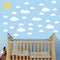 Sun and 30PCS White Clouds Removable Vinyl Wall Decals - Peel and Stick Wallpaper Stickers for Nursery Bedroom