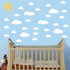 Sun and 30PCS White Clouds Removable Vinyl Wall Decals - Peel and Stick Wallpaper Stickers for Nursery Bedroom