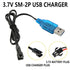 SAMLOO 2 Pack 3.7V SM-2P 3.7V Lipo Battery USB Charger Cable Port Cable for RC Boat Car Truck Toy Rechargeable Li-Po