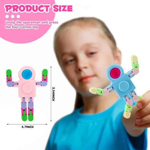 Aydsutr 12 Pack Fidget Sensory Spinner Toys Transformable Chain Robot Fingertip ToyPinata Goodie Bag Stuffers Birthday