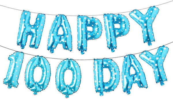 Alphabet Letters Foil Balloons Set, Happy 100 Day Banner for Baby Shower Birthday Party Decoration Supplies
