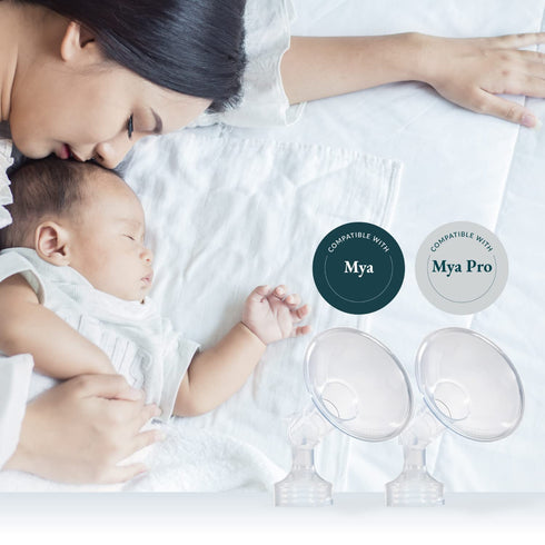 Ameda MYA Breast Pump Replacement Flanges 24mm, Comfort Fit Angled Flange, 2 Count (1 Pair) - NOT Compatible with MYA