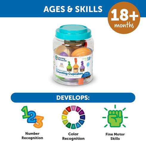 Learning Resources Counting Birthday Cupcakes – Educational Toys for Toddlers – Montessori Food Toys for Ages 18+ months