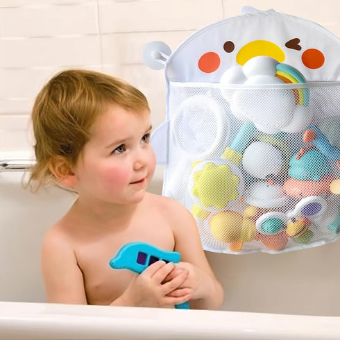Mesh Bath Toy Organizer, Hanging Mesh Bathtub Toy Holder with 2 Suction Cups for Kids and Baby