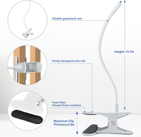 Flexible Baby Monitor Clip Mount Compatible with Infant Optics DXR-8 Pro, Nanit Pro, and Other Baby Cameras