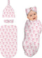 zhedongsj Pink Bow Baby Stuff Swaddle Blanket for Girls, Soft Newborn Swaddling Sack