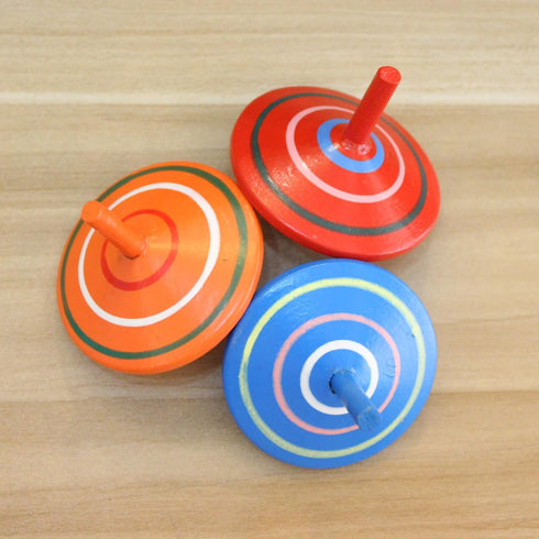 GoodPlay 3 Pcs/Set Gyroscope, Handmade Painted Wood Spinning Tops, Educational Kindergarten Toys