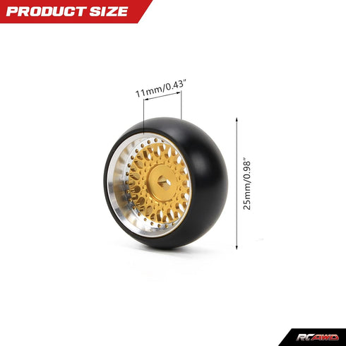RCAWD Rim Wheel Drift Tire for 1/28 Wltoys K969 K989 P929, Drift Rally Kyosho Mini-Z Mini-Q Mini-D (Yellow)