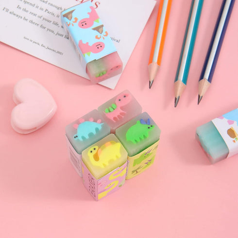 8 Pcs Cute Dinosaur Style Erasers for Kids, Large Novelty Animal Desk Pets for School Supplies
