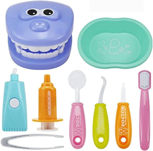 9PCS Plastic Simulation Dentist Play Set Medical Kit Pretend Toy for Kids