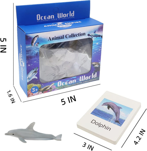 Small Montessori Animal Figures with Flash Cards, Realistic Figurines Toys, Educational Matching Game for Kids