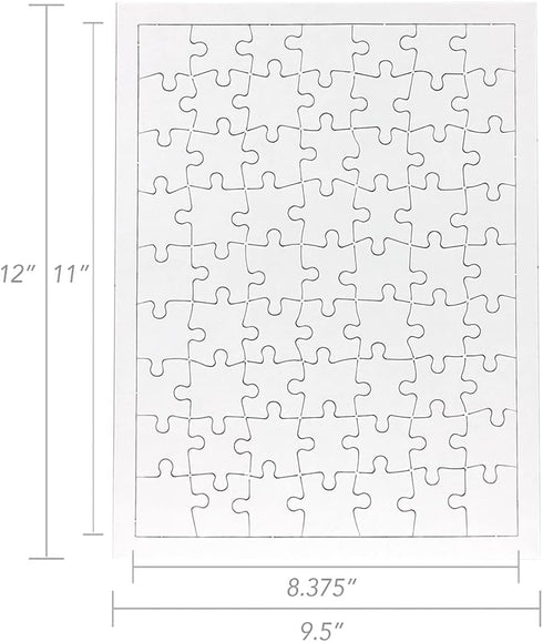 Hygloss Products Blank Rectangle Puzzle for Decorating - Kids Jigsaw Activity, 8.5 x 11 Inches, 63 Pieces