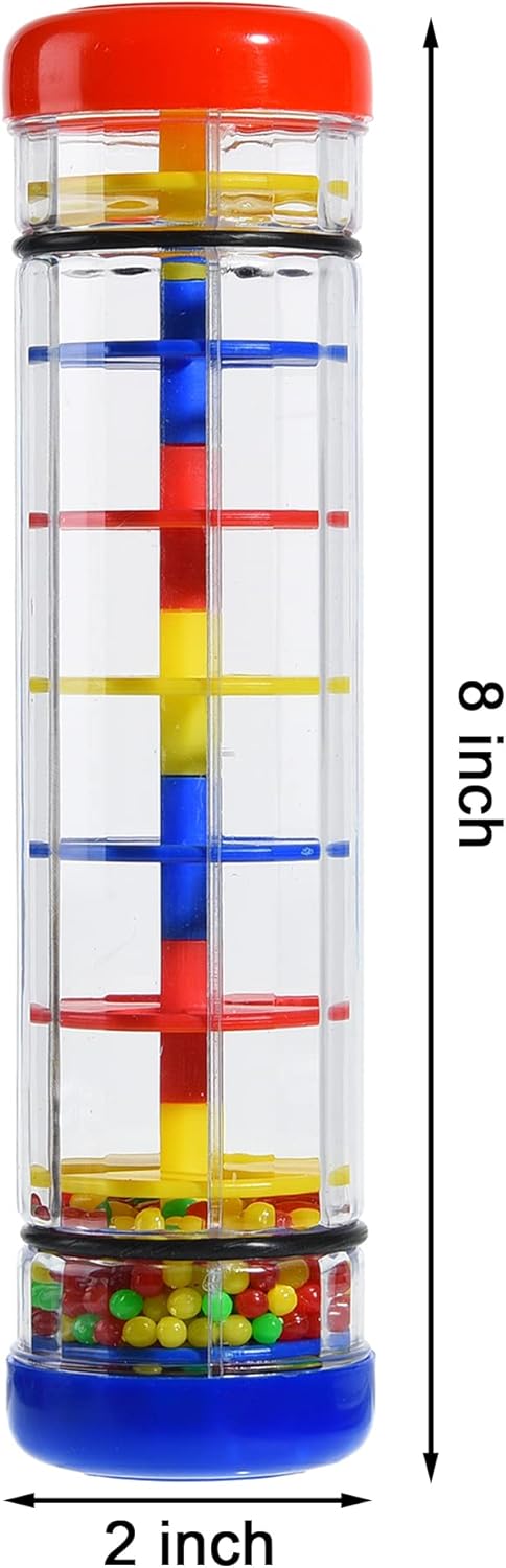 2 Pack Rainmaker Rain Stick Toy, 8 Inch Musical Instrument for Babies and Toddlers, Sensory Developmental Shaker