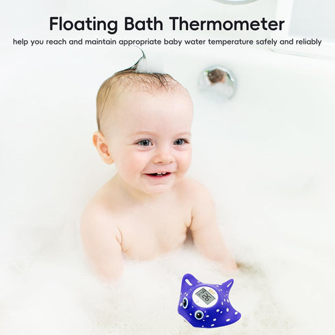 b&h Baby Bath & Room Thermometer, Digital Floating Toy for Toddlers, Safe Bathtub Water Temperature Manta Ray