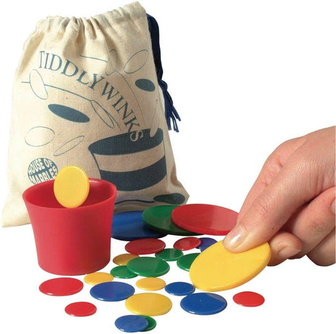 House of Marbles Tiddlywinks, Traditional Family Game, 28 Multicolored Pieces, Retro Classic Travel Game