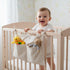 Wanmu 2 Linen Baby Bedside Hanging Storage Bag, Oatmeal Pockets Milk Bottle Bib-Storage Crib Organizer Nursery Baby