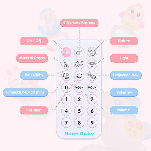 Light,150 BOBXIN Baby Musical Crib Mobile for Bassinet with Projector and Night Music,Timing Function,Take Along Mobile