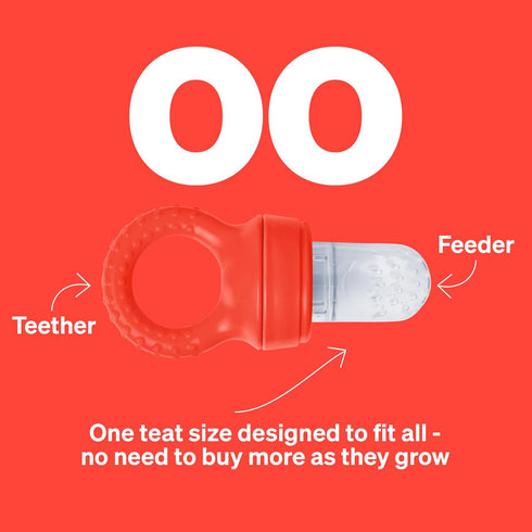 Baby Fruit Feeder by Love Noobs, 2 Pack Baby Fruit Pacifier Feeder with 4 Extra Teats, BPA Free