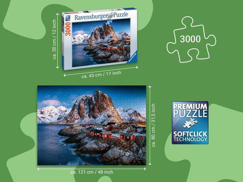 Ravensburger Hamnoy, Lofoten 3000 Piece Jigsaw Puzzle for Adults - Premium Quality, Durable Blueboard