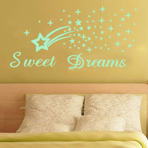 121Pcs Glow in The Dark Ceiling Wall Stickers - Sweet Dreams Glowing Decor for Kids Nursery Bedroom
