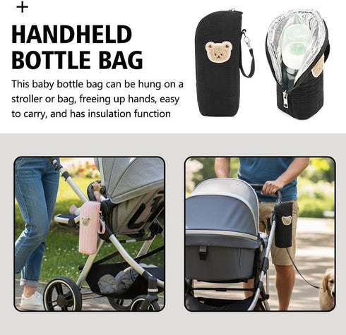 DTREELS Bottle Cooler Tote Bags with Foil Lining, Baby Bottle Thermal Bag, Portable Breastmilk Bottles Storage Bags